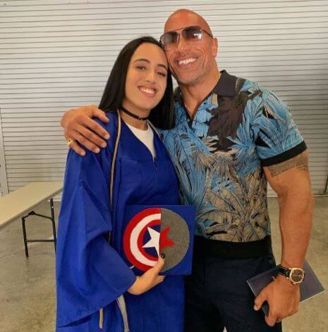 Jasmine Johnson's step-sister, Simone Alexandra Johnson, with her dad, Dwayne Johnson.